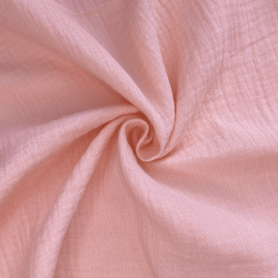 Ткань Муслин Жатый, цвет Нежно-Розовый (на отрез)  в Энгельсе